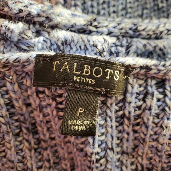 Talbots Petite Blue Cable Knit Zipper Accent Sweater Sz SP - Picture 8 of 9